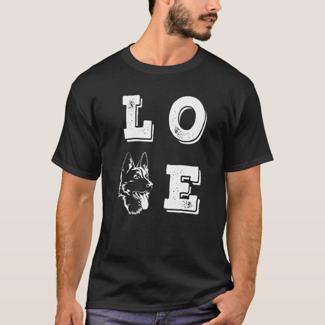 Kärlek tyska Shepherd Kärlek Hundar Hund T Shirt (Framsida)
