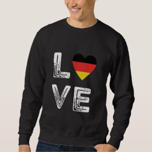 Kärlek Tyskland Heart German Flagga Roots Deutschl Lång Ärmad Tröja