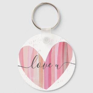 kärlek U Cute Rosa Texturerat hjärta Nyckelring