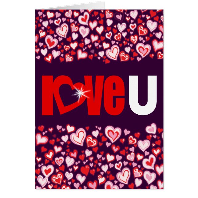 Kärlek U-diamanthjärtröd och lila  kärlek OBS Kort (Framsidan)