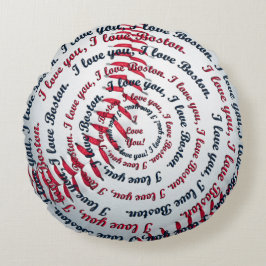 Kärlek u Kärlek Boston 02-Round Baseball Pillow Rund Kudde