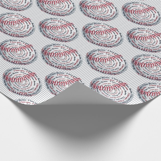 Kärlek U Kärlek Boston-Baseball Gift Wrap 02-Blue Presentpapper (Hörn)