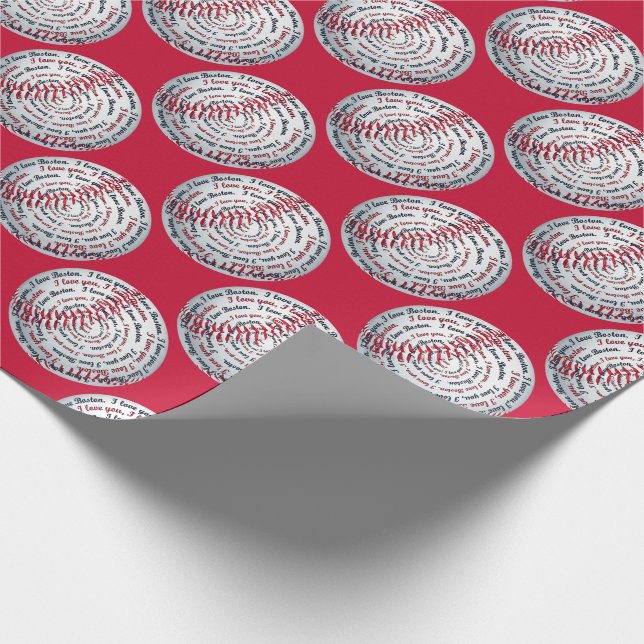 Kärlek U Kärlek Boston-Baseball Gift Wrap 06-Red Presentpapper (Hörn)