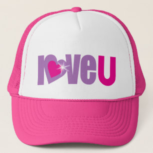 "kärlek u" lila, rosa och vit festivalhatt/hatt keps