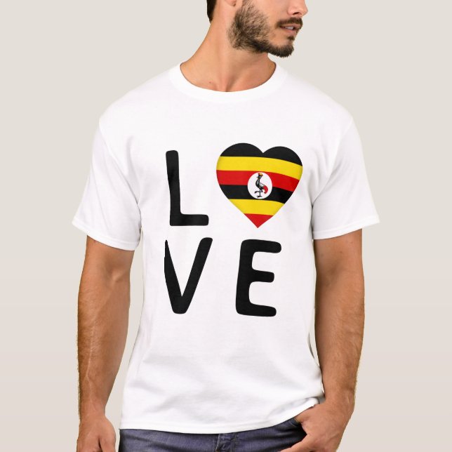 Kärlek - Uganda Flagga T Shirt (Framsida)