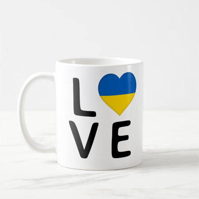Kärlek - Ukraina Flagga Kaffemugg (Vänster)