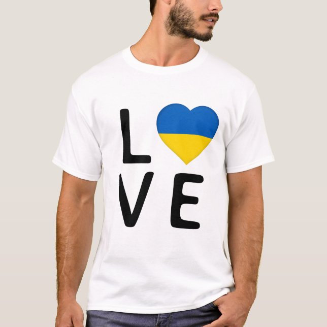 Kärlek - Ukraina Flagga T Shirt (Framsida)