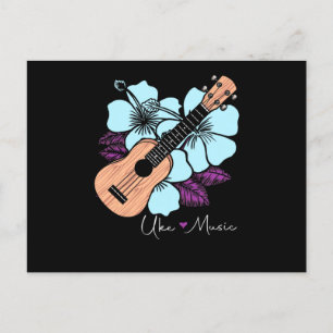 Kärlek Ukulele Musik Gitarr Blommor Hawaii Vykort