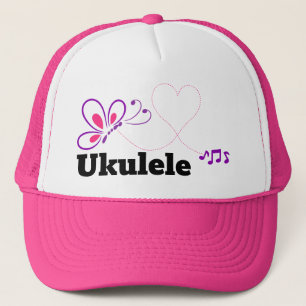 Kärlek Ukulele Rosa Lila Butterfly Heart Keps