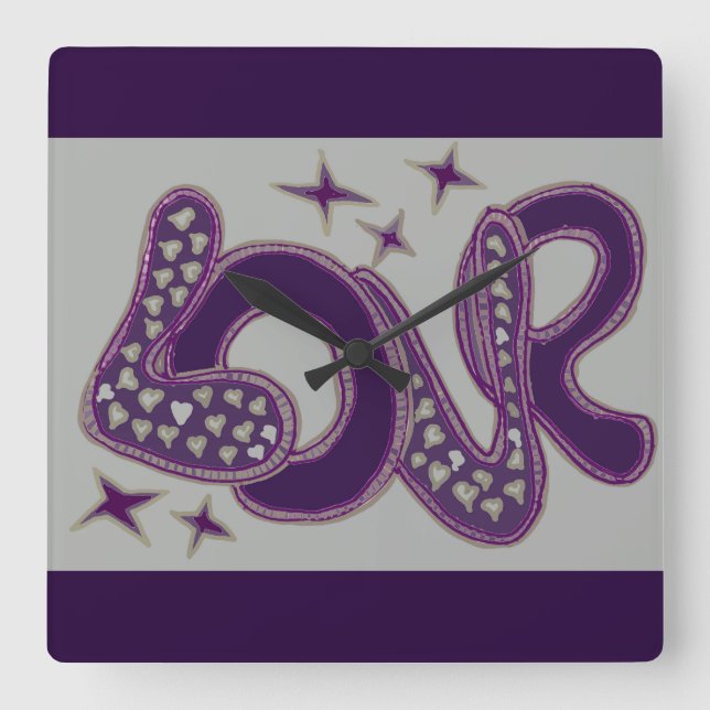 Kärlek under 1960-talet stil fyrkantig klocka (Framsida)