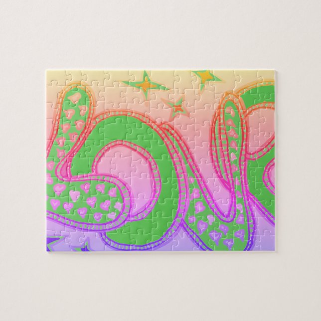 Kärlek under 1960-talet stil pussel (Horisontell)