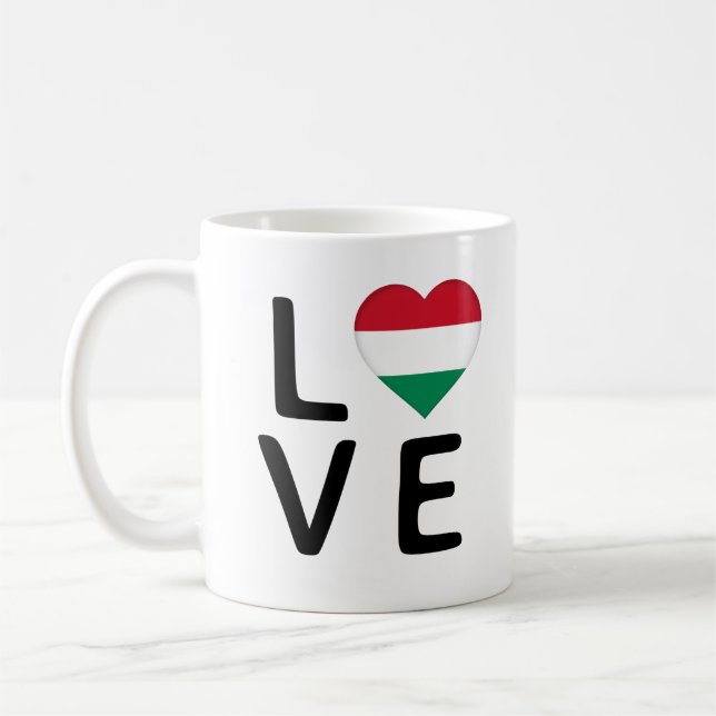 Kärlek - Ungern Flagga Kaffemugg (Vänster)