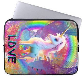 Kärlek Unicorn Rainbow Laptop Fodral