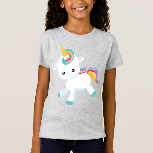 Kärlek Unicorns Dubbla Sided Girls' T-Shirt (Framsida)