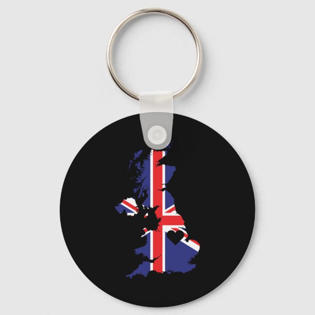 Kärlek United Kingdom Gift British Pride Heart Nyckelring (Framsida)