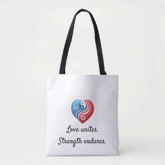 Kärlek Unites inspirational Yin Yang Heart Tote Ba Tygkasse