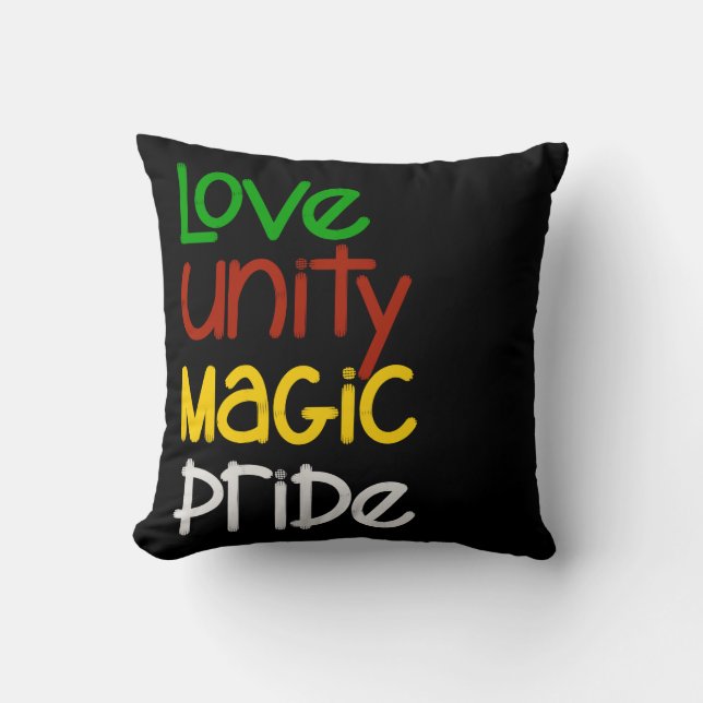 Kärlek Unity Magic Pride Black Kudde (Framsida)