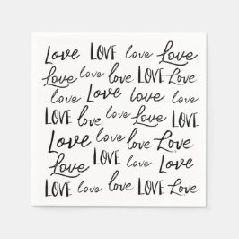 Kärlek - upprepa - handskriven, skript bröllop pappersservett