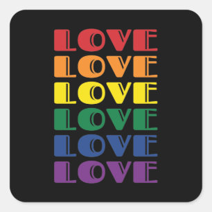 Kärlek-upprepande text HGBTQ Gay pride Fyrkantigt Klistermärke