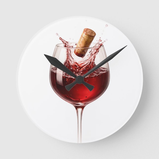 Kärlek Urkorkad Elegant Vinsplash Bröllopspresent Rund Klocka (Framsida)