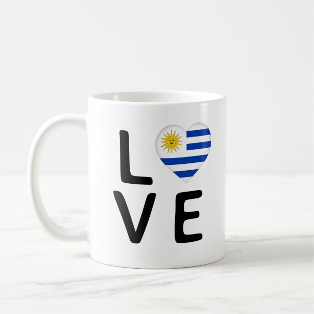 Kärlek - Uruguay Flagga Kaffemugg (Vänster)