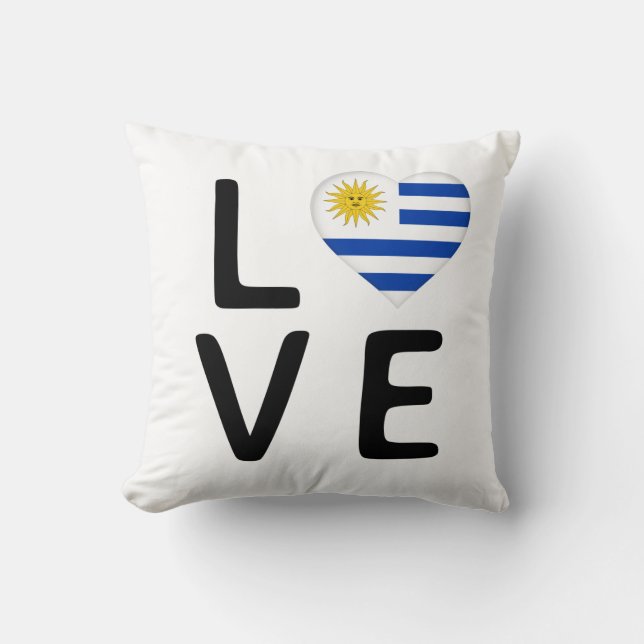 Kärlek - Uruguay Flagga Kudde (Framsida)