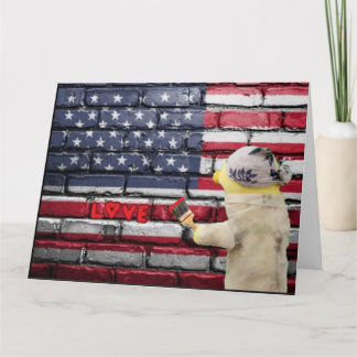 Kärlek USA graffiti wall art. Kort