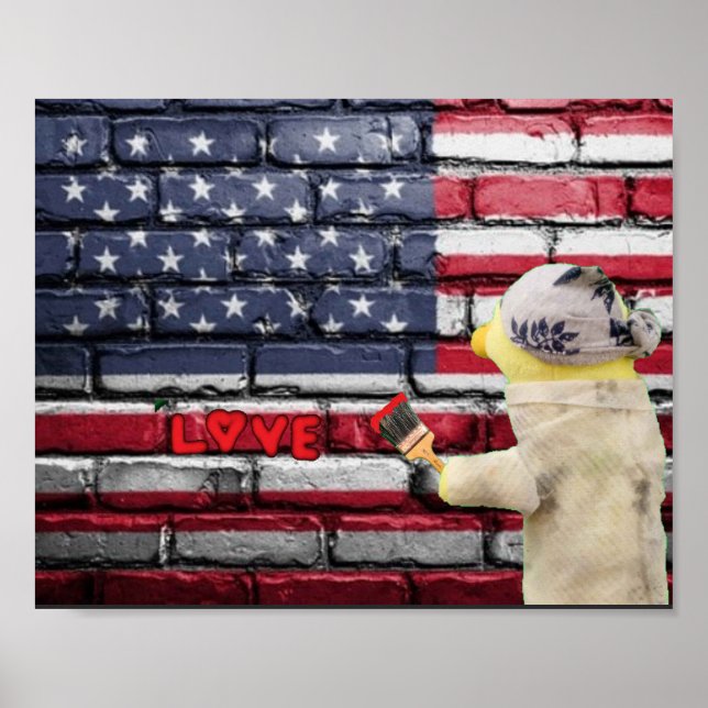 Kärlek USA graffiti wall art. Poster (Framsidan)