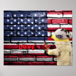 Kärlek USA graffiti wall art. Poster