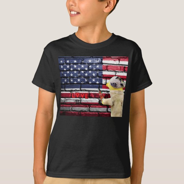 Kärlek USA graffiti wall art. T-Shirt (Framsida)