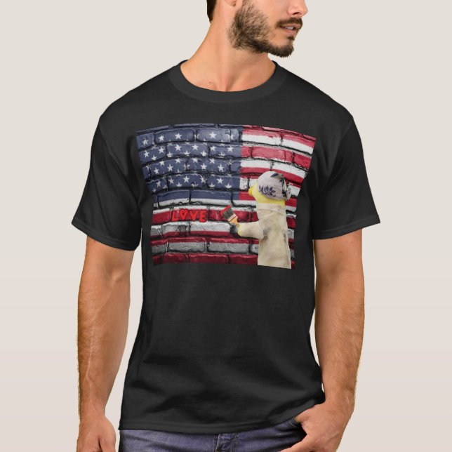 Kärlek USA graffiti wall art. T-Shirt (Framsida)