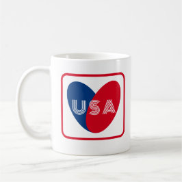 Kärlek USA Patriotic Rött vitt blått Heart Simple Kaffemugg