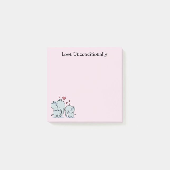 Kärlek utan förbehåll elefanter post-it block (Framsida)