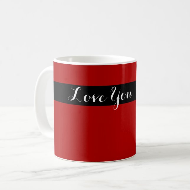 Kärlek - Utformning av röd svart Contemporary Kaffemugg (Framsida vänster)