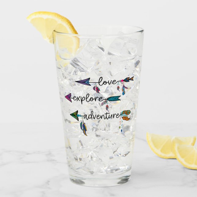 Kärlek Utforska Äventyr-stammarnas Boho Design Glaskopp (Framsida Ice)