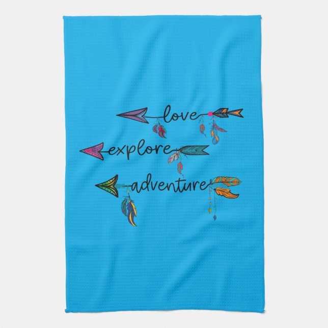 Kärlek Utforska Äventyr-stammarnas Boho Design Kökshandduk (Vertikal)