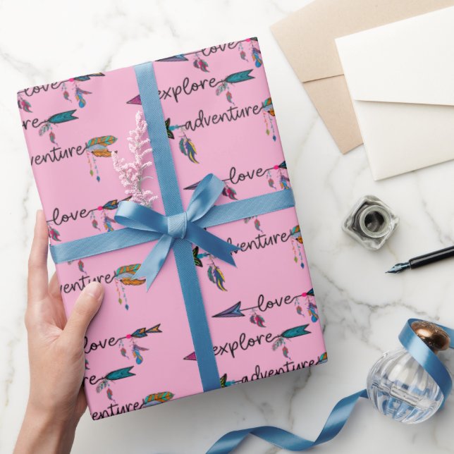 Kärlek Utforska Äventyr-stammarnas Boho Design Presentpapper (Gifting)
