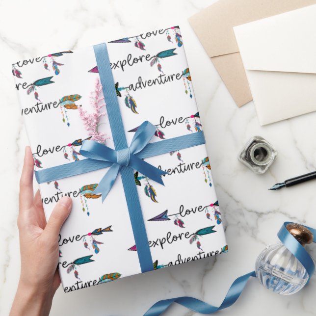 Kärlek Utforska Äventyr-stammarnas Boho Design Presentpapper (Gifting)