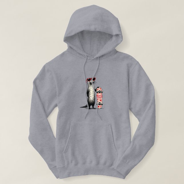 Kärlek Utter Skater – Söt Hjärtformad Skateboard D Hoodie (Design framsida)