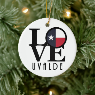 KÄRLEK Uvalge Texas Julgransprydnad Keramik