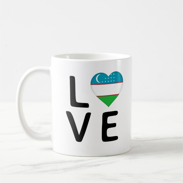 Kärlek - Uzbekistan Flagga Kaffemugg (Vänster)