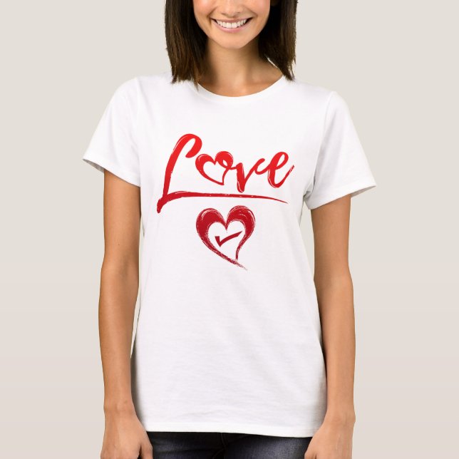 Kärlek vacker hjärta alla hjärtans dag T-Shirt (Framsida)