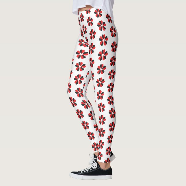 kärlek valentin par röd svart blom- ny enkel  leggings (Vänster)