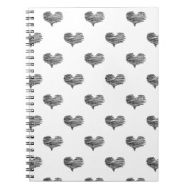 Kärlek Valentindagen Black Heart Sketch Anteckningsbok