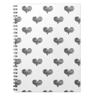 Kärlek Valentindagen Black Heart Sketch Anteckningsbok