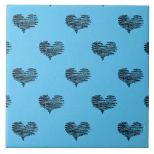 Kärlek Valentindagen Black Heart Sketch Kakelplatta