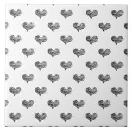 Kärlek Valentindagen Black Heart Sketch Kakelplatta