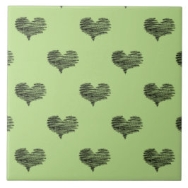 Kärlek Valentindagen Black Heart Sketch Kakelplatta