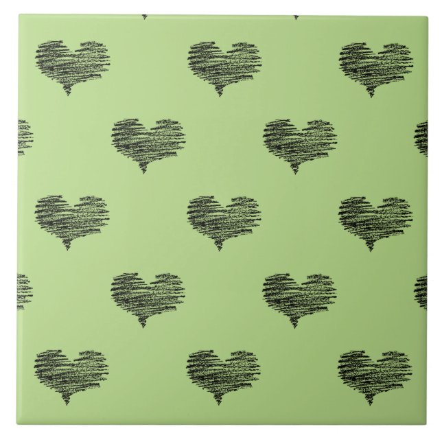 Kärlek Valentindagen Black Heart Sketch Kakelplatta (Framsidan)