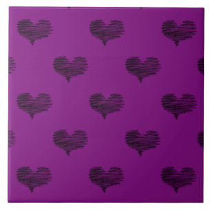 Kärlek Valentindagen Black Heart Sketch Kakelplatta